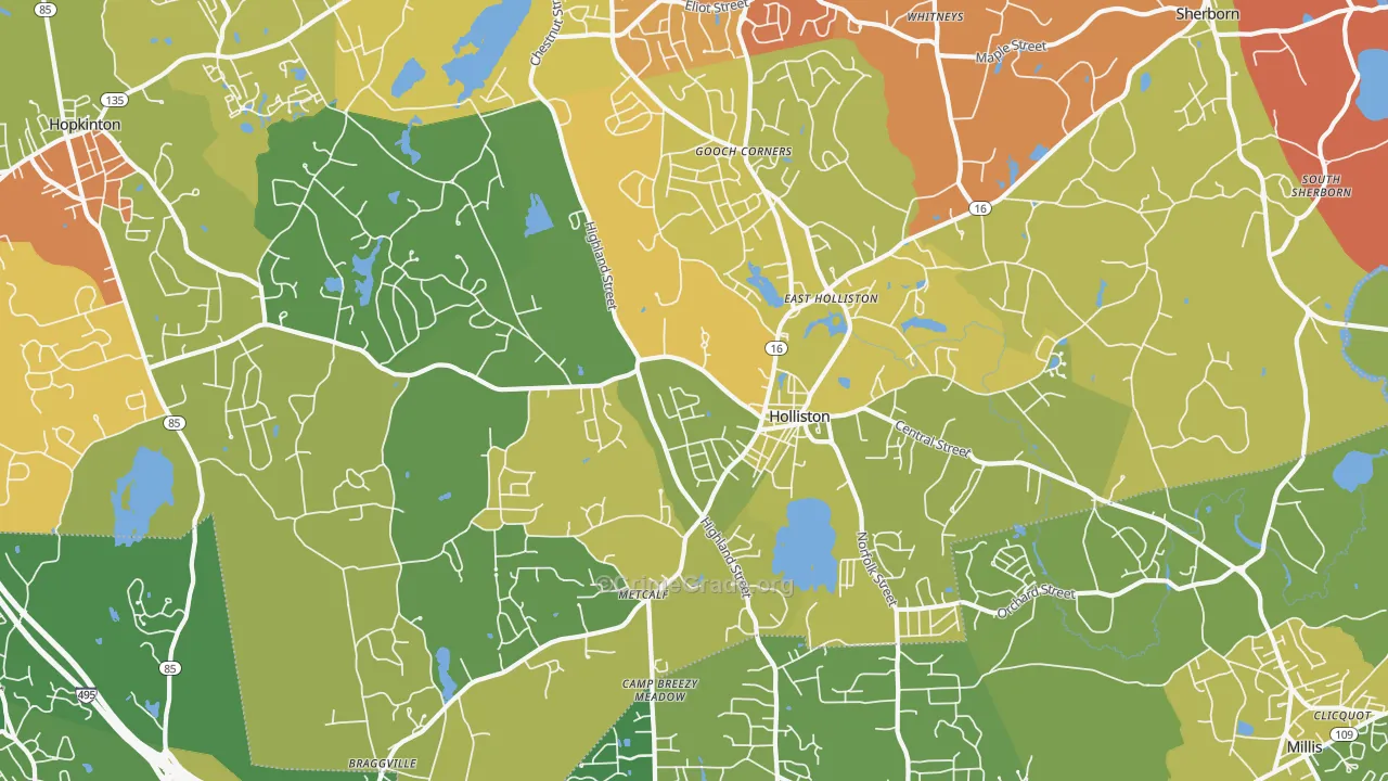 Holliston, MA Map of Murder Rates