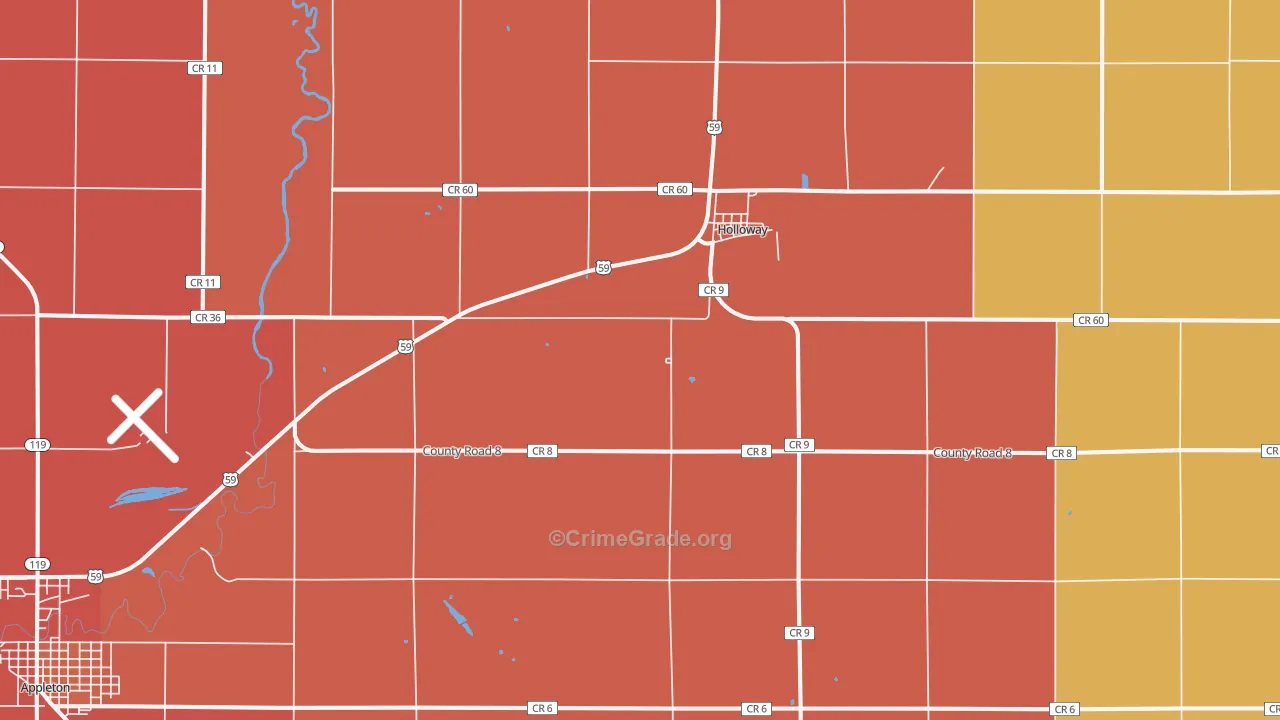 Holloway, MN Map of Murder Rates