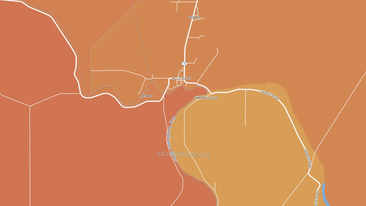 Holly Bluff, MS Map of Murder Rates