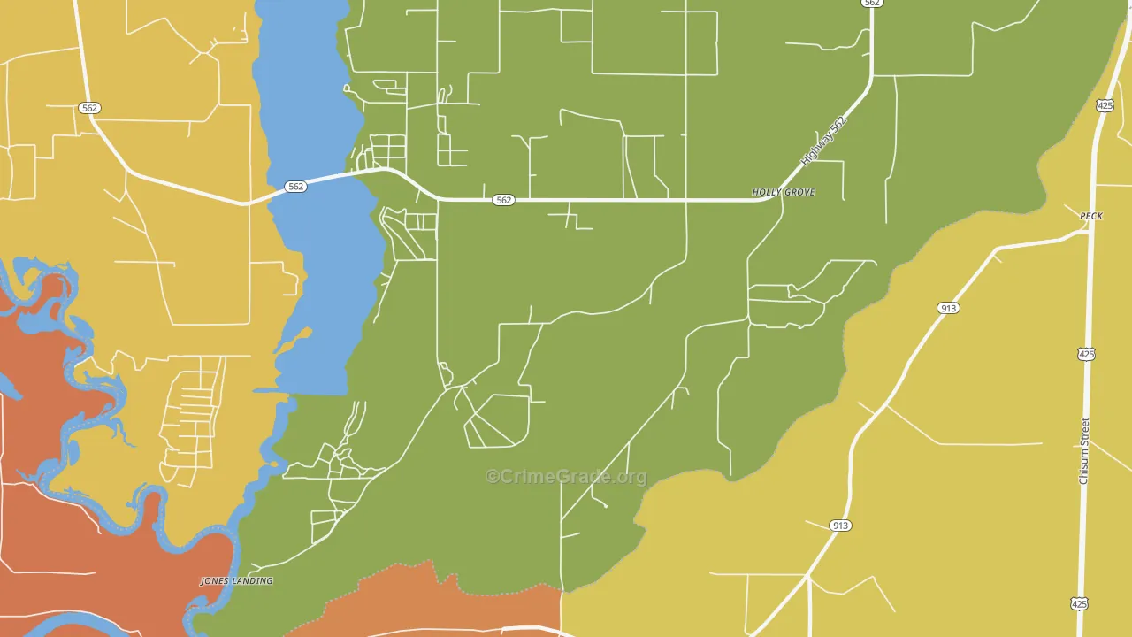 Holly Grove, LA Map of Murder Rates