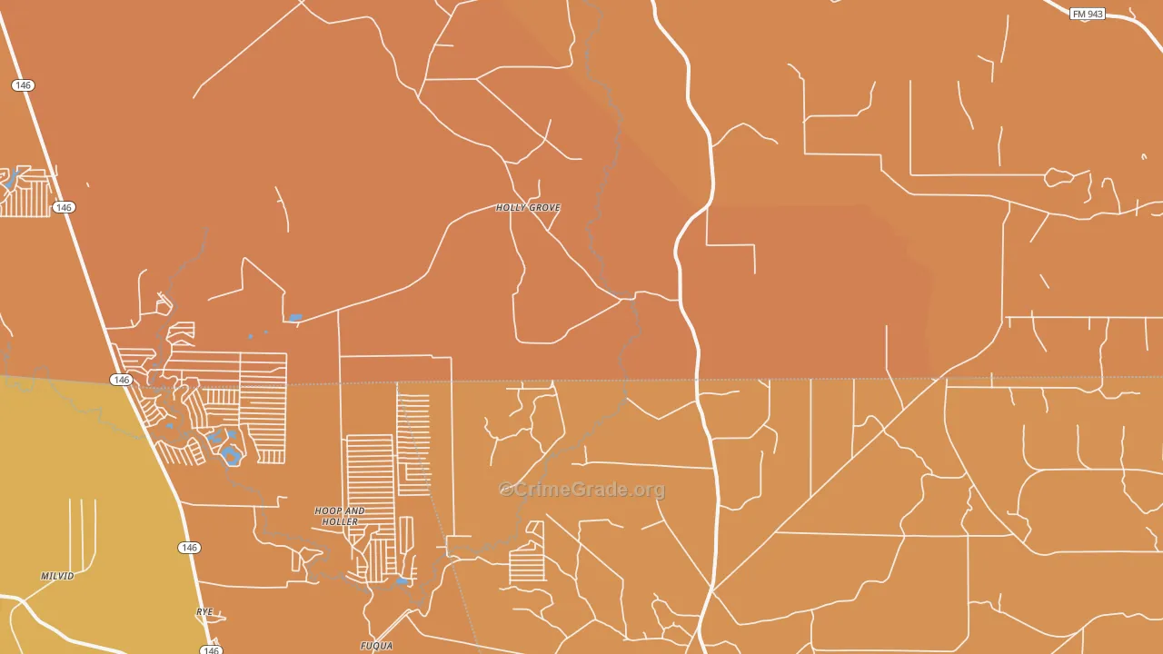 Holly Grove, TX Map of Murder Rates