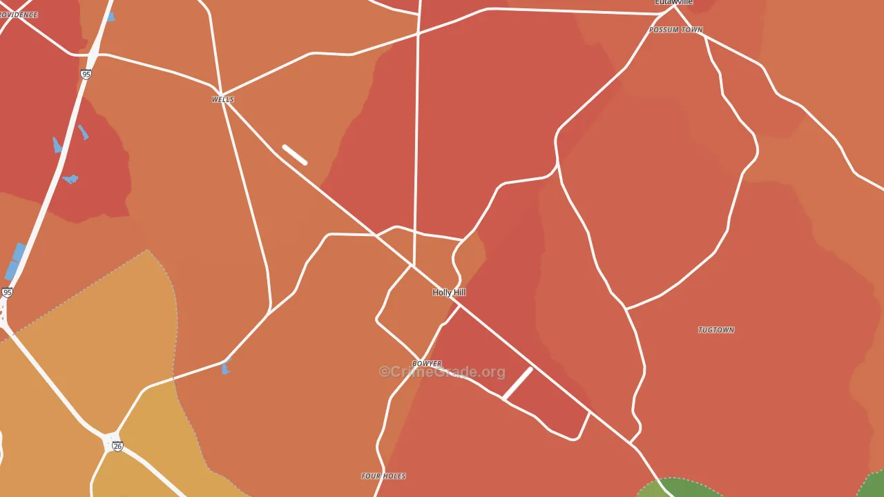 Holly Hill, SC Map of Murder Rates