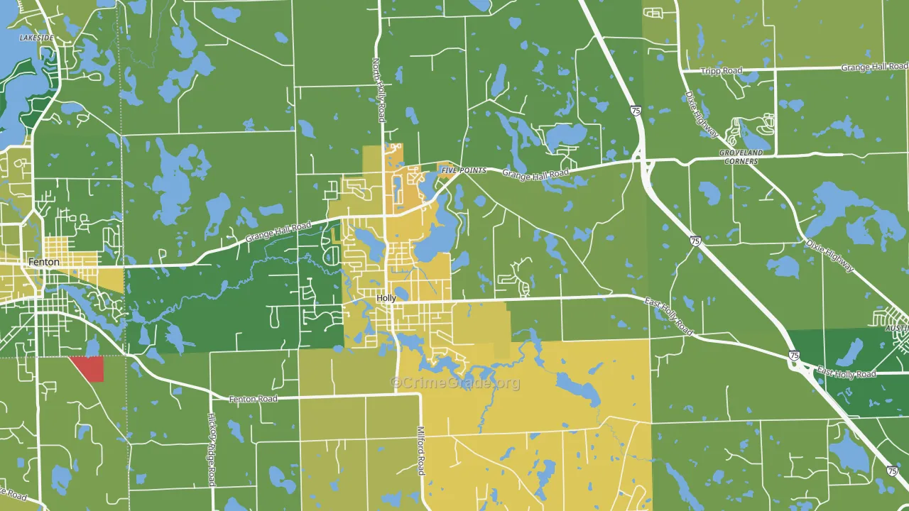 Holly, MI Map of Murder Rates