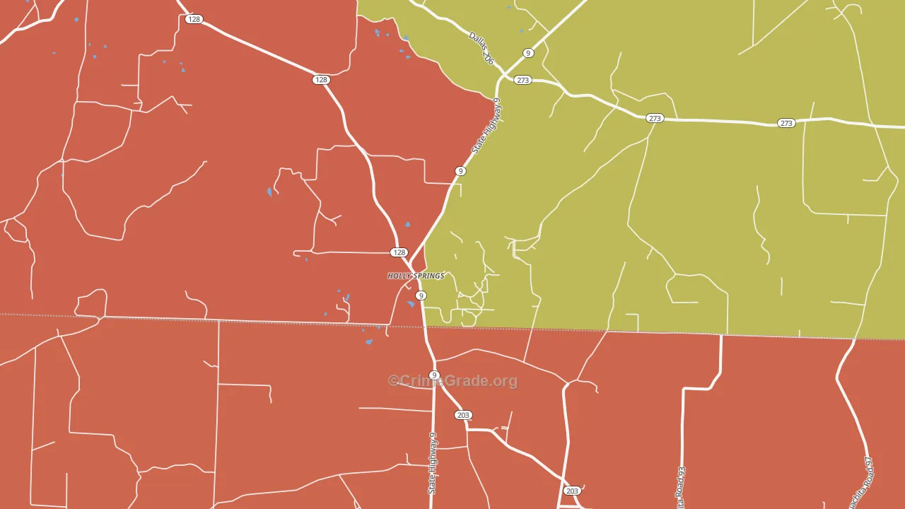 Holly Springs, AR Map of Murder Rates