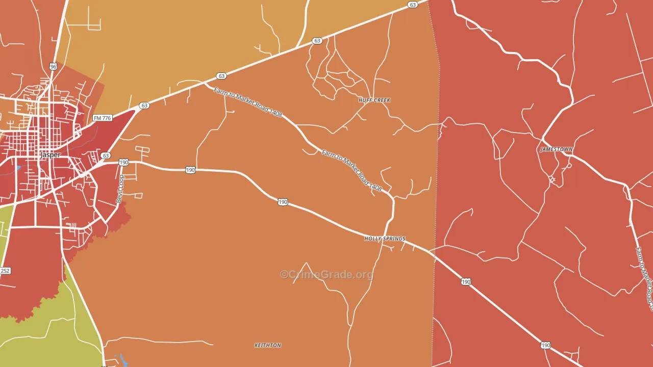 Holly Springs, TX Map of Murder Rates