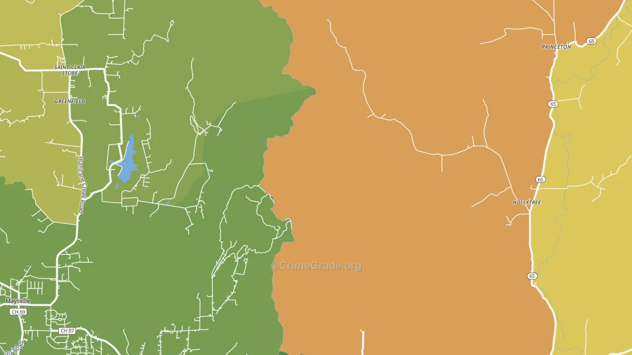 Hollytree, AL Map of Murder Rates