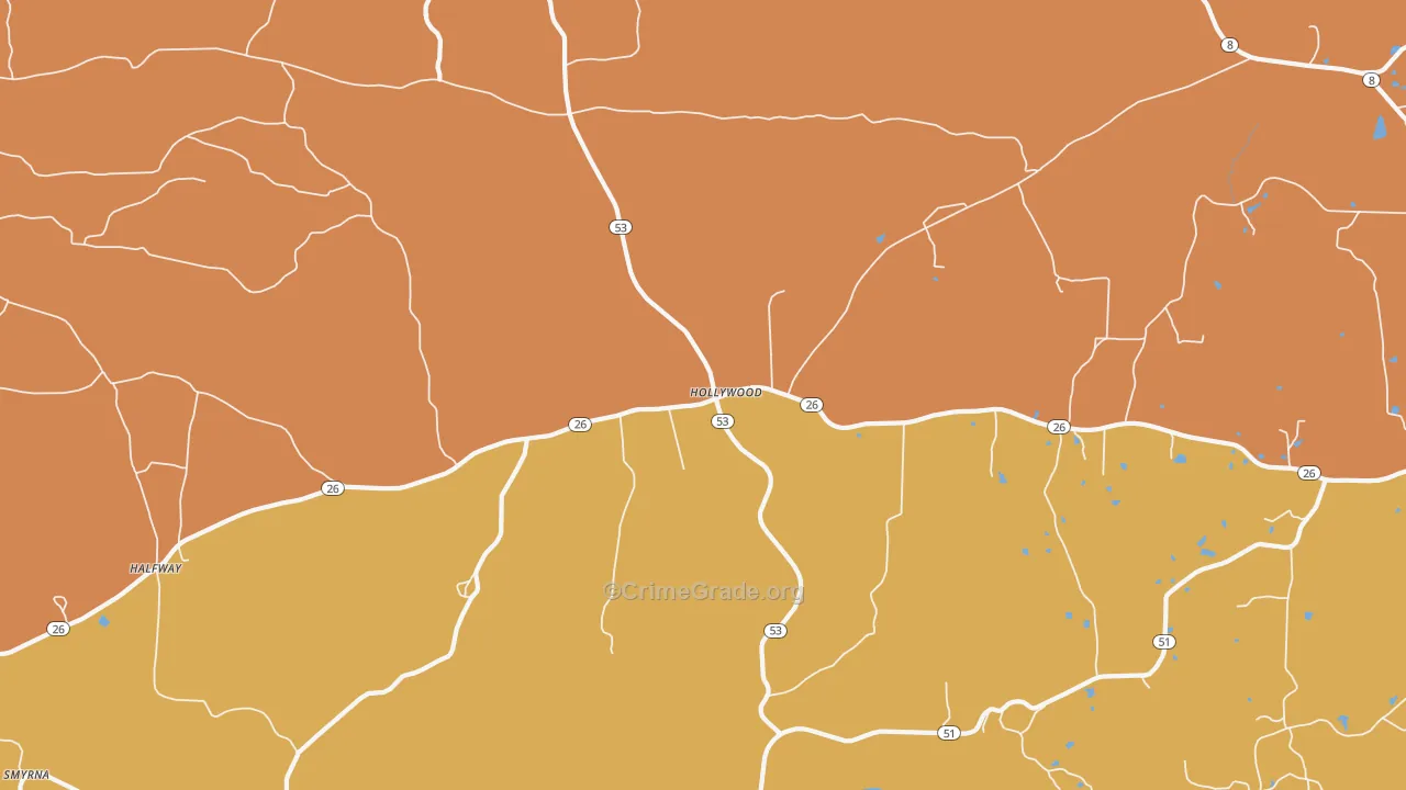 Hollywood, AR Map of Murder Rates