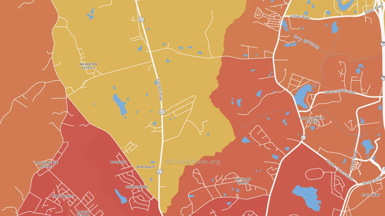Hollywood Hills, SC Map of Murder Rates