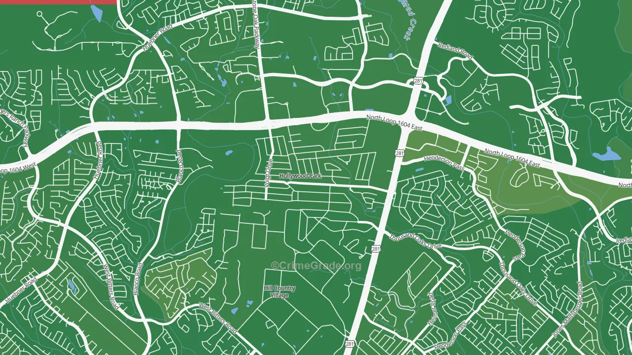 Hollywood Park, TX Map of Murder Rates