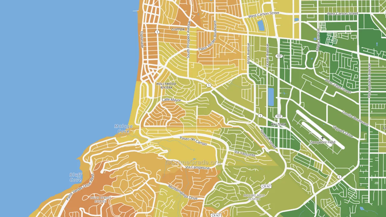 Hollywood Riviera, Redondo Beach, CA Map of Murder Rates