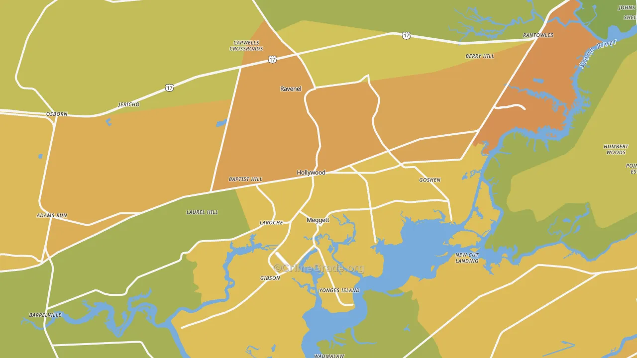 Hollywood, SC Map of Murder Rates