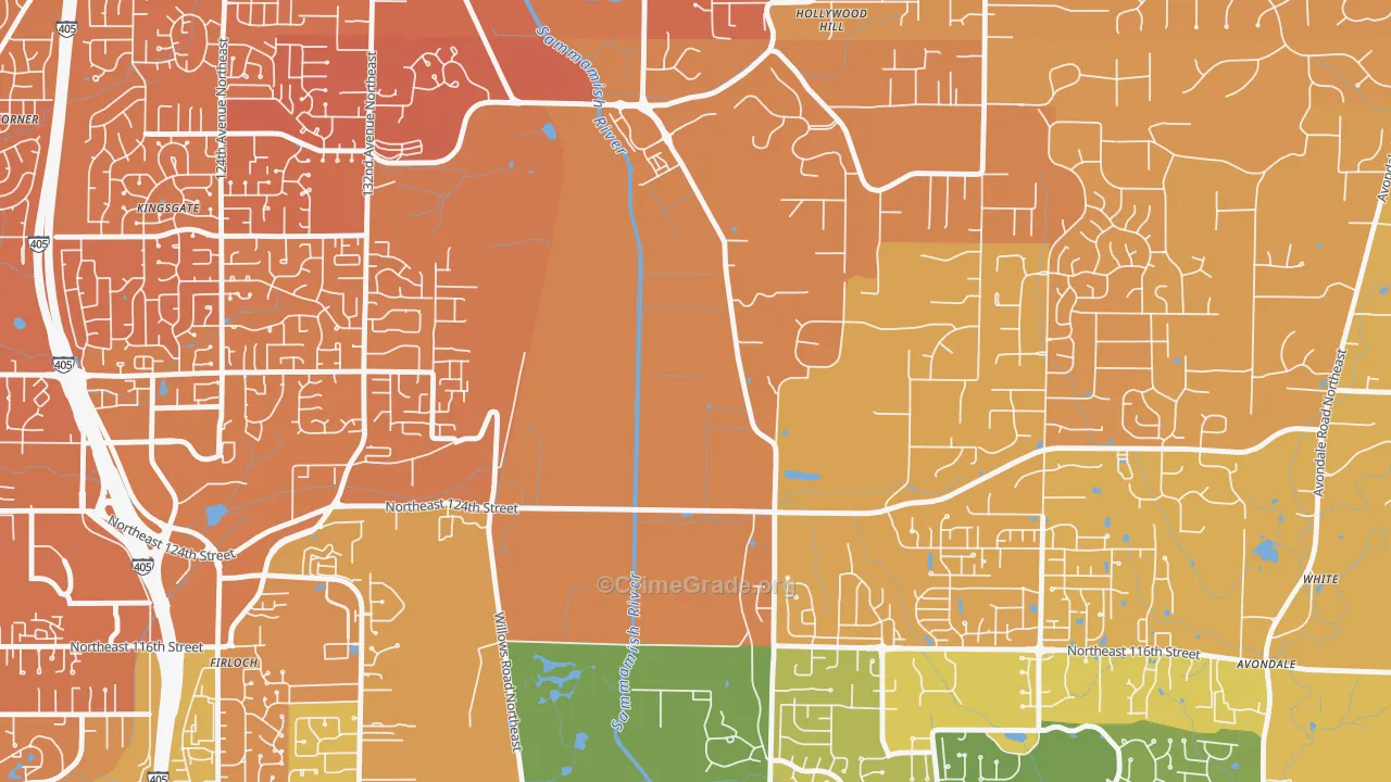 Hollywood, WA Map of Murder Rates