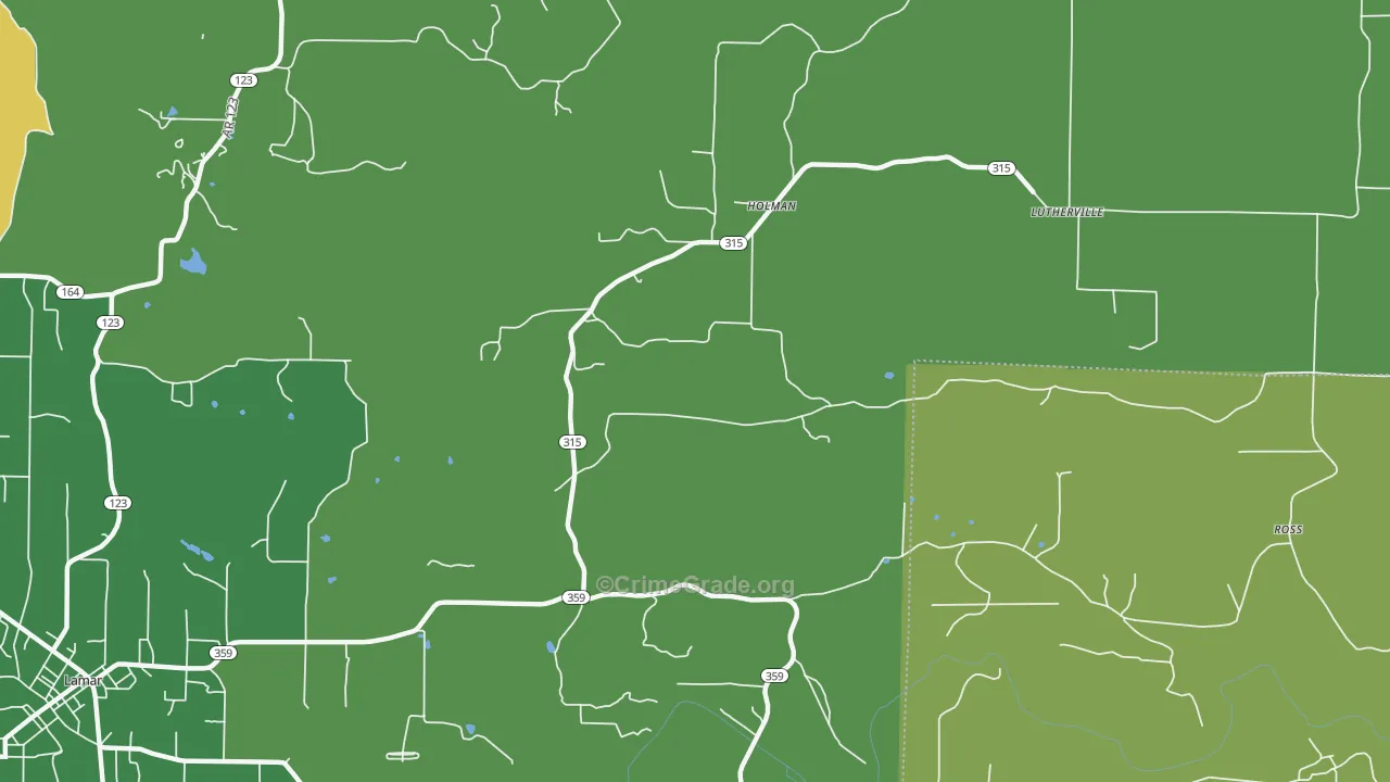 Holman, AR Map of Murder Rates
