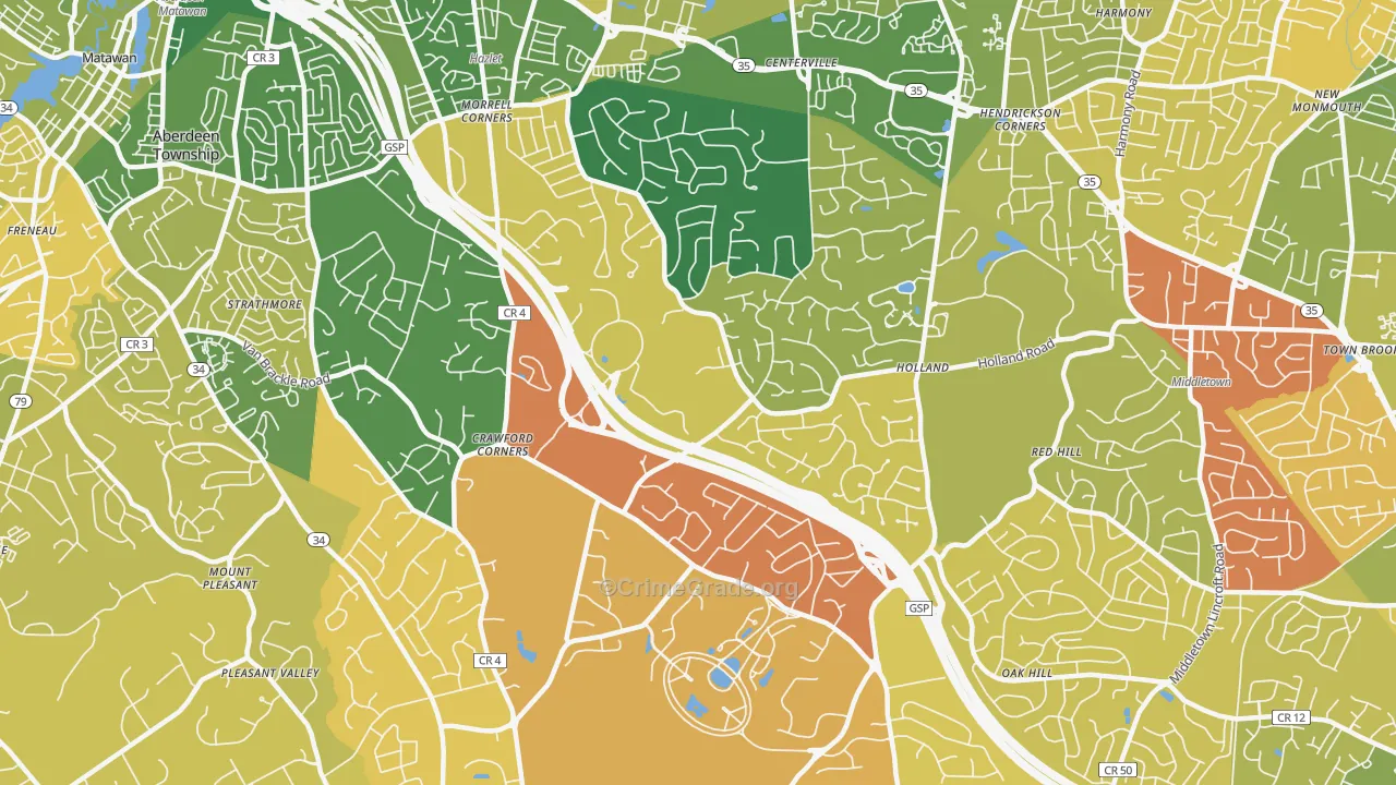 Holmdel, NJ Map of Murder Rates