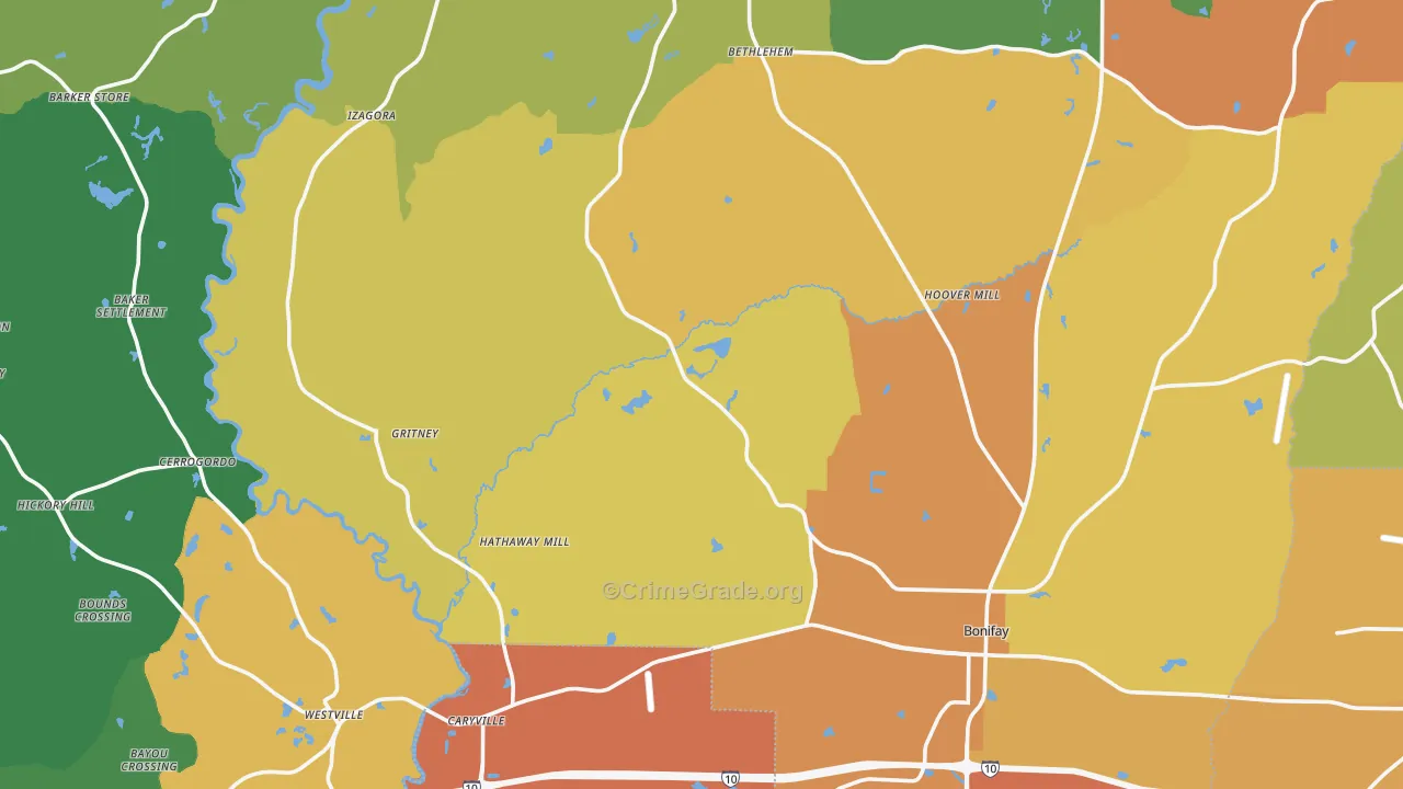 Holmes County, FL Map of Murder Rates