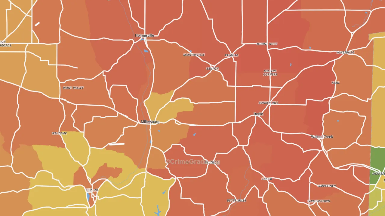 Holmes County, OH Map of Murder Rates