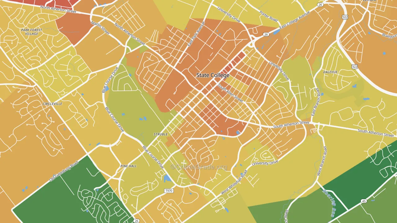 Holmes-Foster Historic District, State College, PA Map of Murder Rates