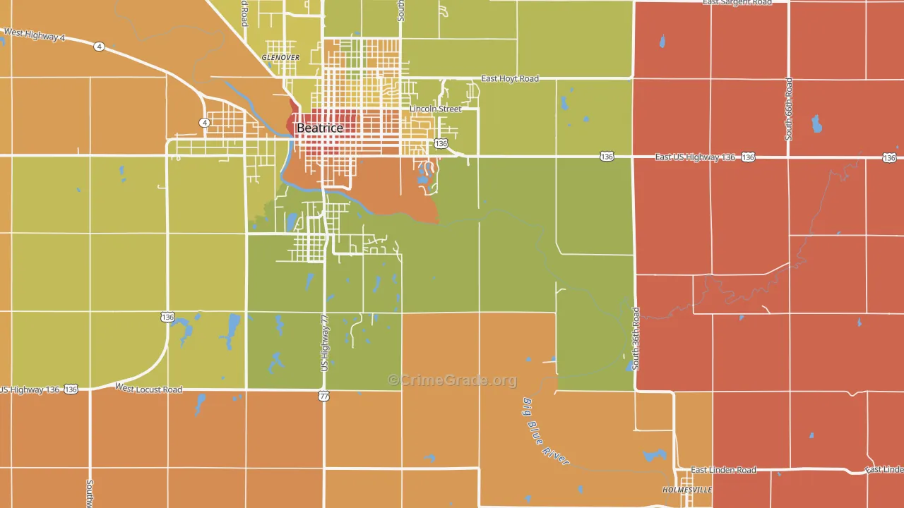 Holmesville, NE Map of Murder Rates