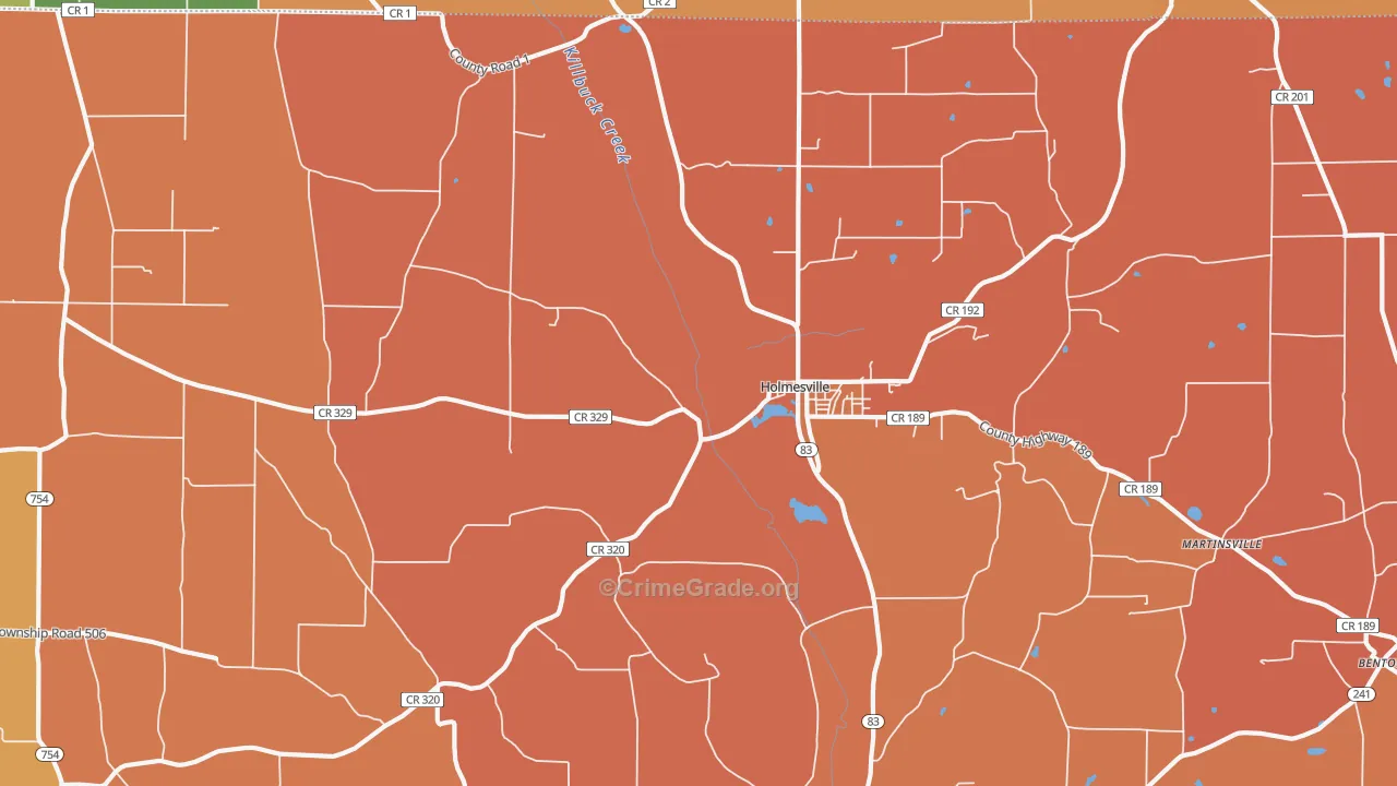 Holmesville, OH Map of Murder Rates