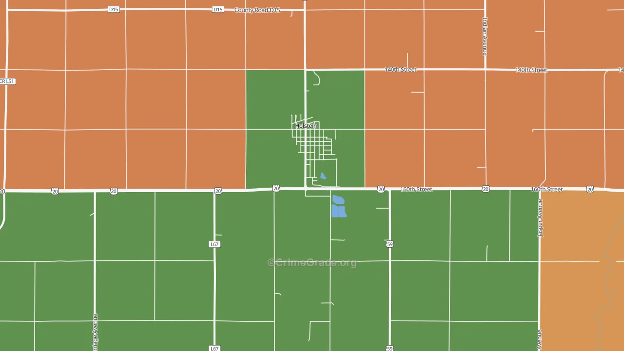 Holstein, IA Map of Murder Rates