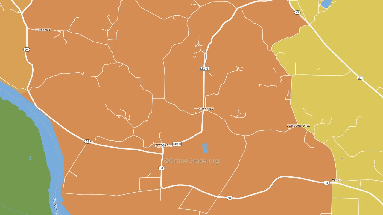 Holstein, MO Map of Murder Rates
