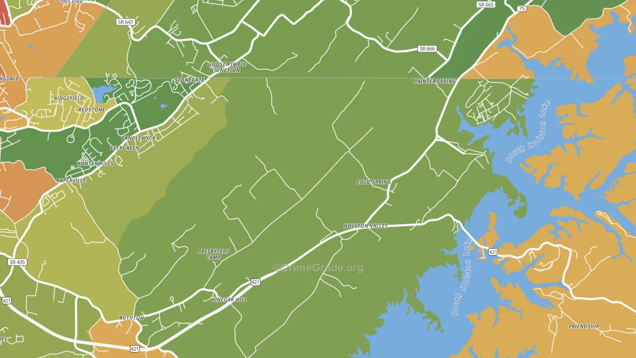 Holston Valley, TN Map of Murder Rates