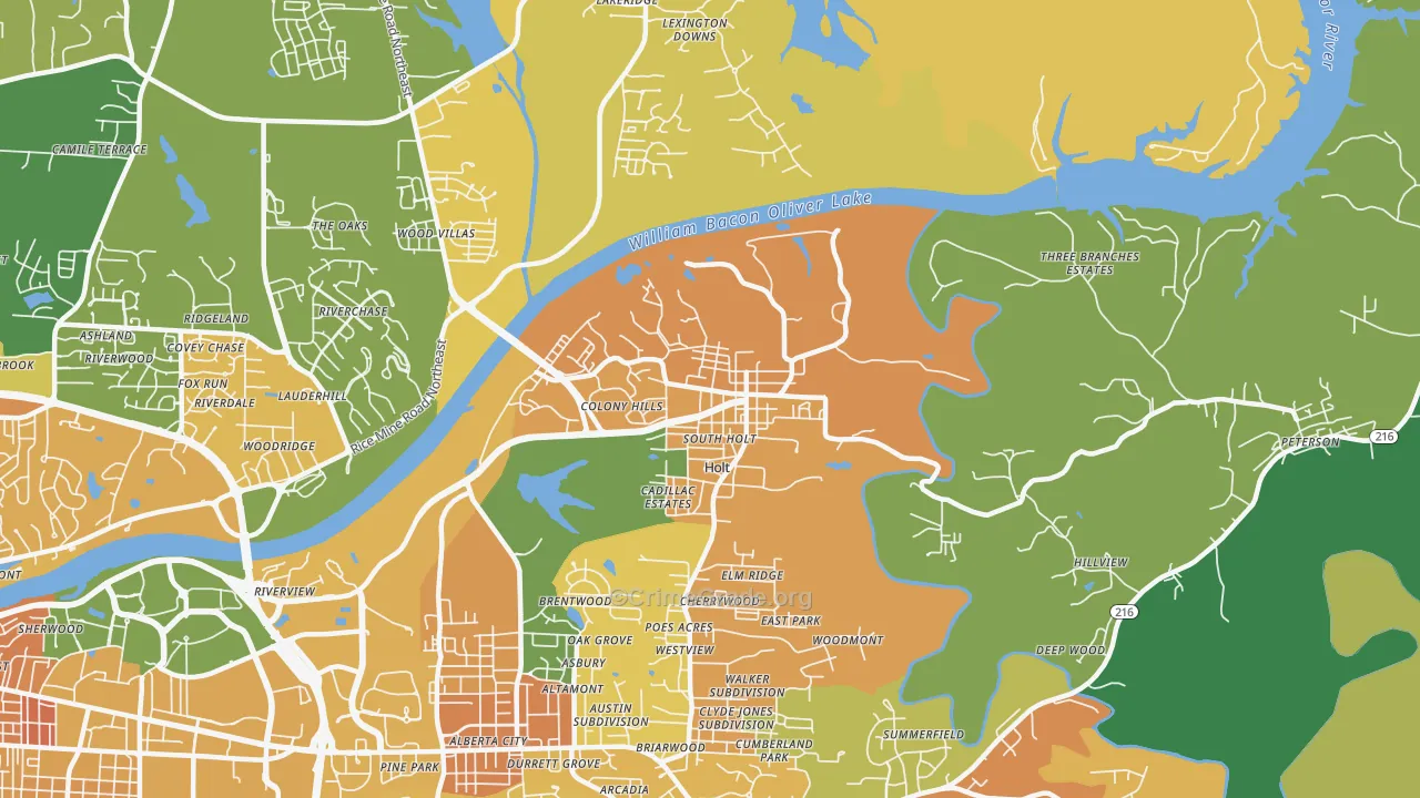 Holt, AL Map of Murder Rates