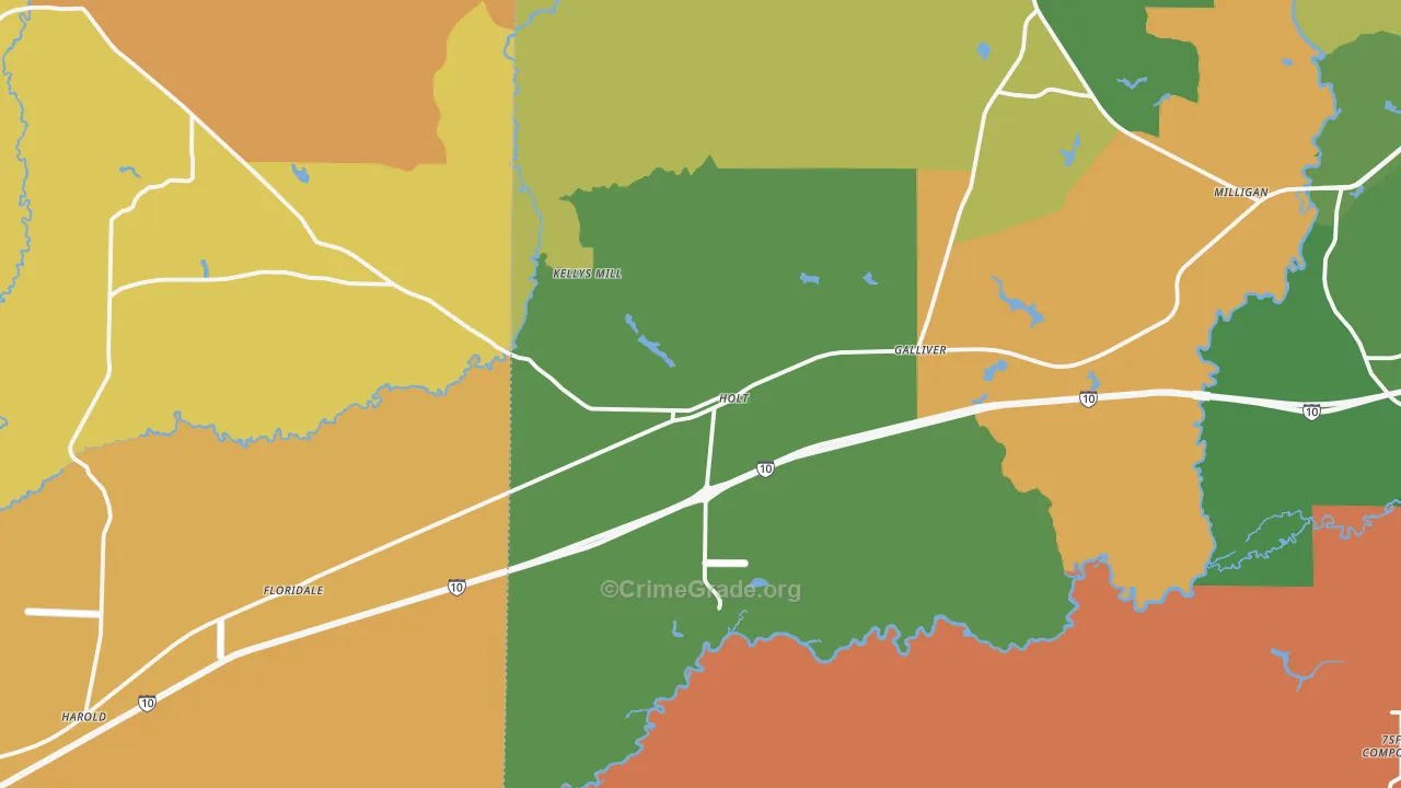 Holt, FL Map of Murder Rates