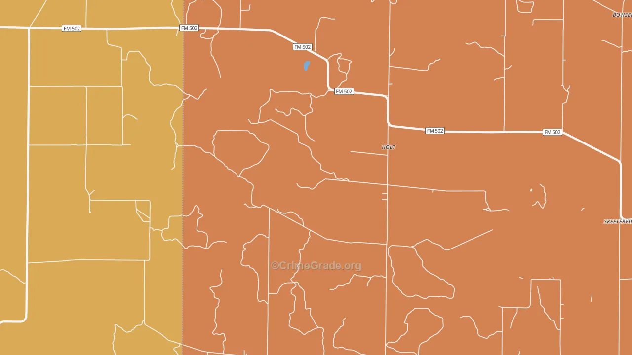 Holt, TX Map of Murder Rates