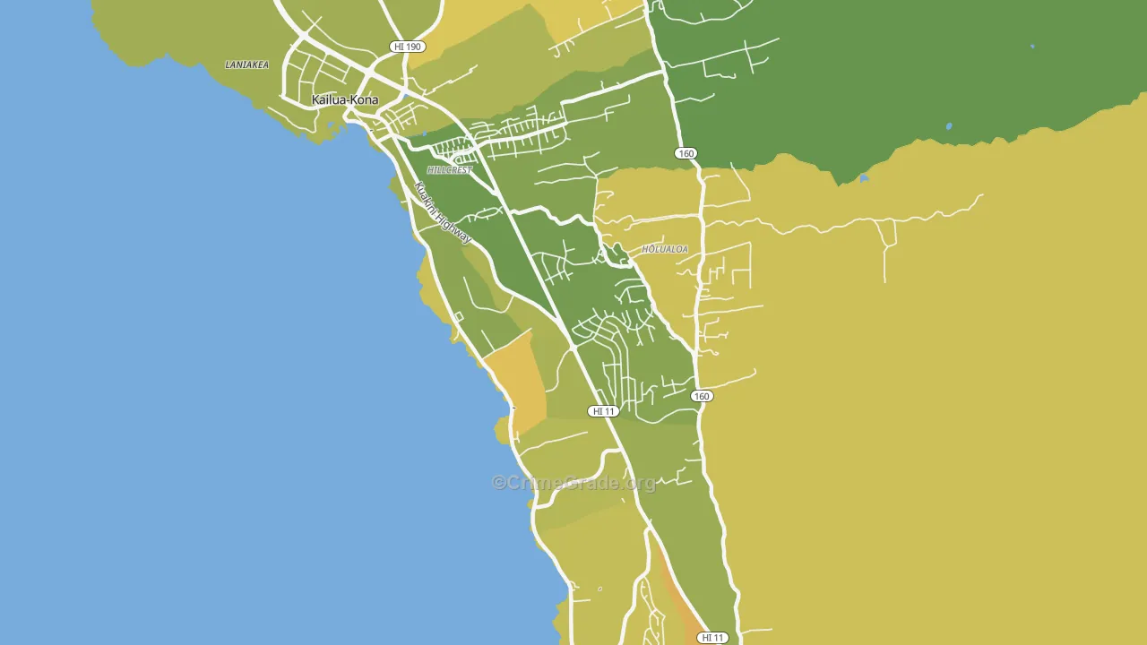 Holualoa, HI Map of Murder Rates