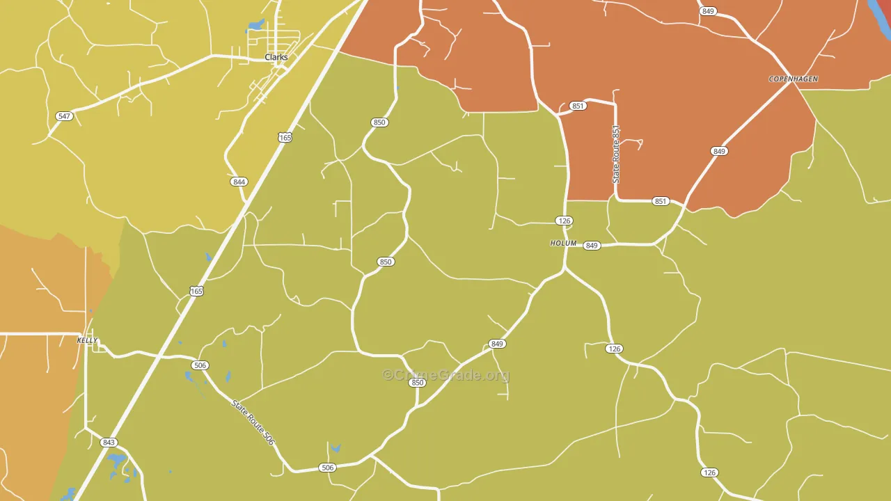 Holum, LA Map of Murder Rates