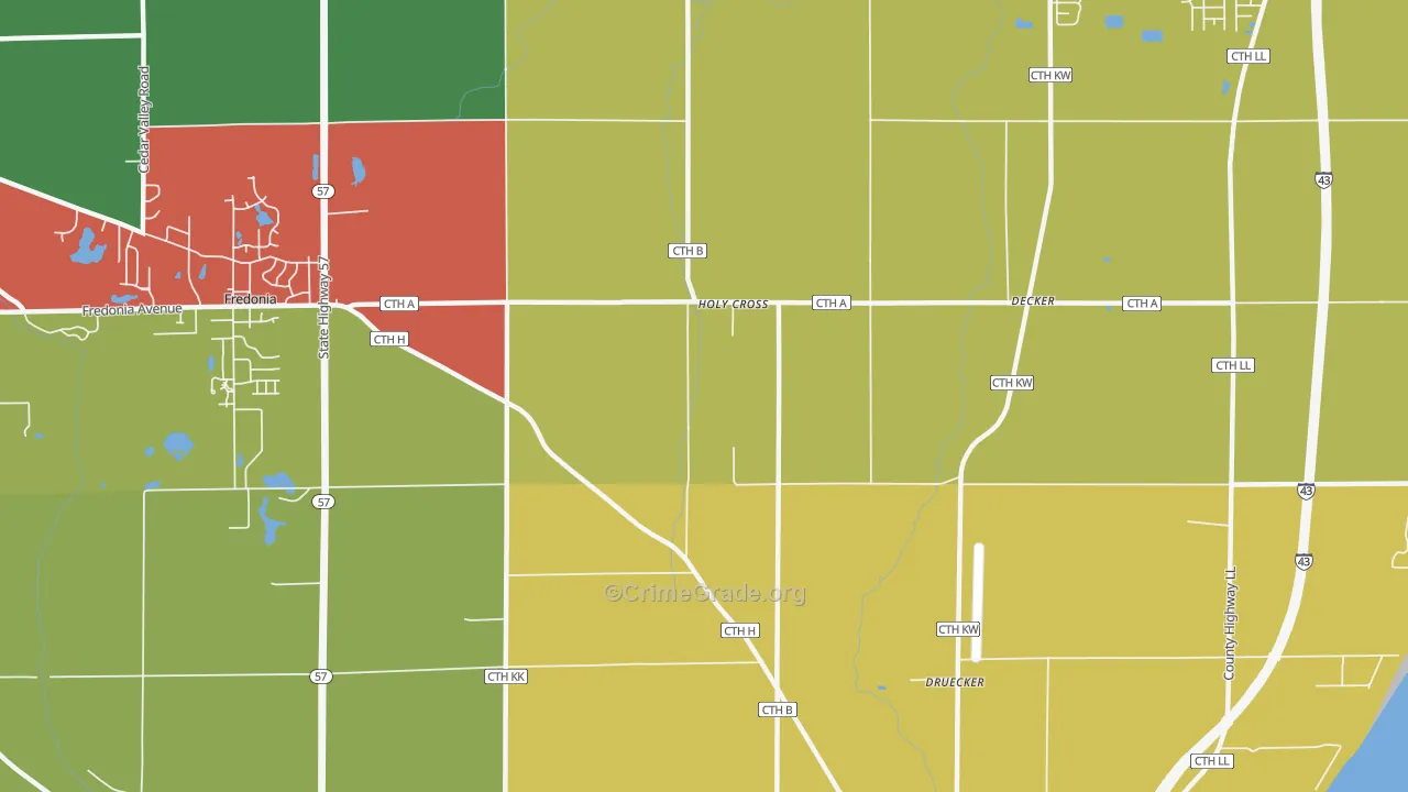 Holy Cross, WI Map of Murder Rates