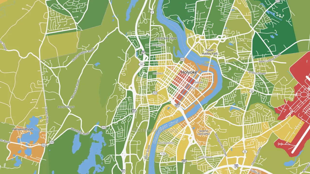 Holyoke, MA Map of Murder Rates