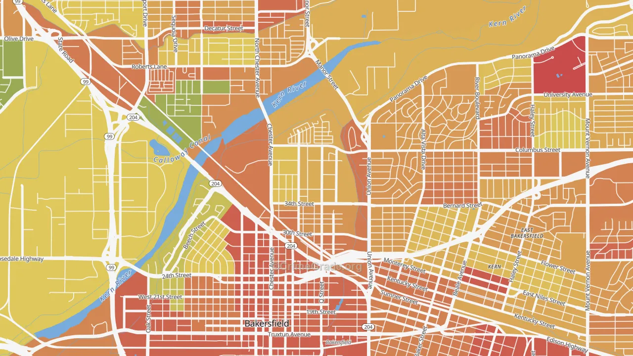 Homaker Park, Bakersfield, CA Map of Murder Rates