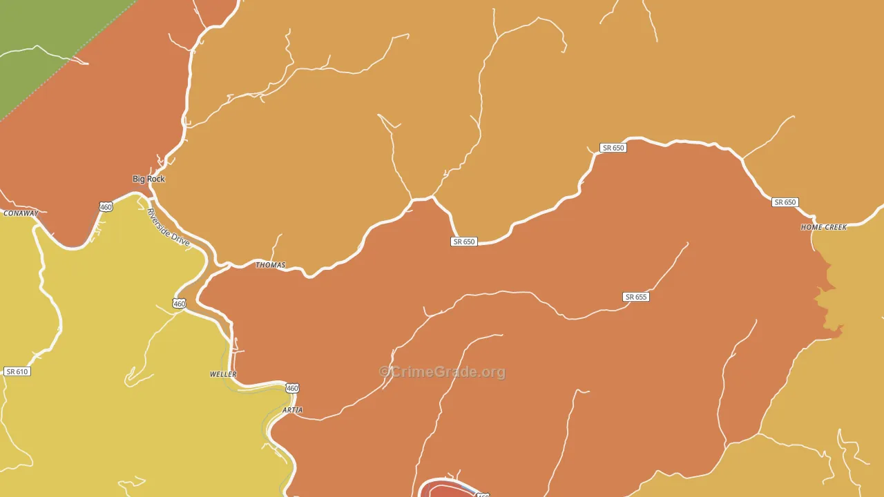 Home Creek, VA Map of Murder Rates