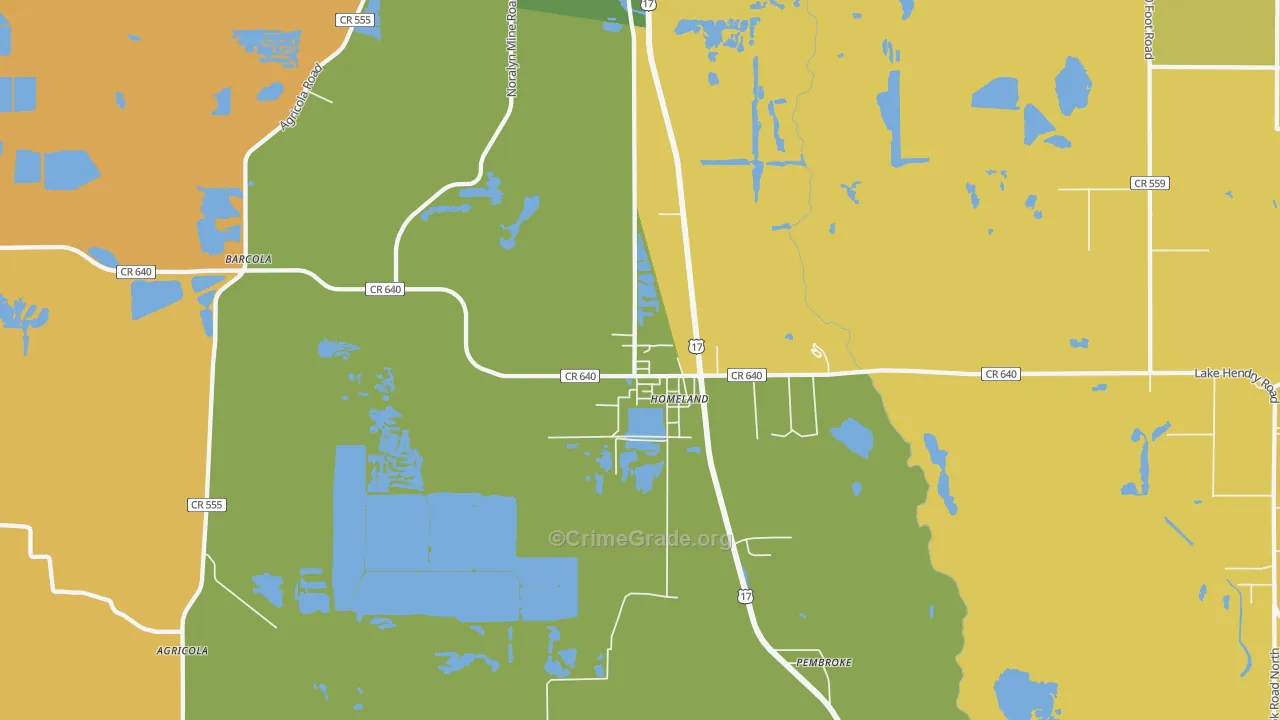 Homeland, FL Map of Murder Rates