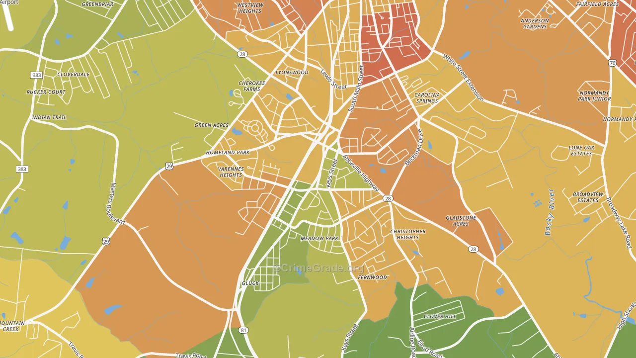 Homeland Park, SC Map of Murder Rates