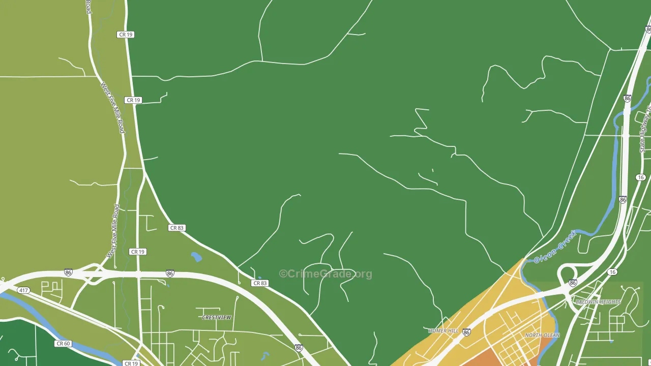 Homer Hill, NY Map of Murder Rates