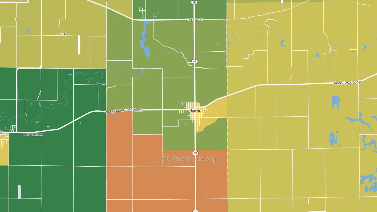 Homer, IL Map of Murder Rates