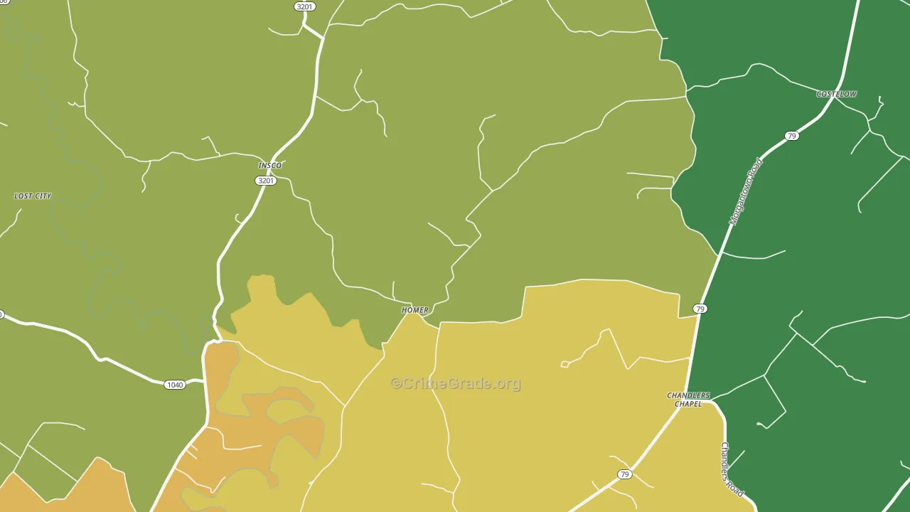 Homer, KY Map of Murder Rates