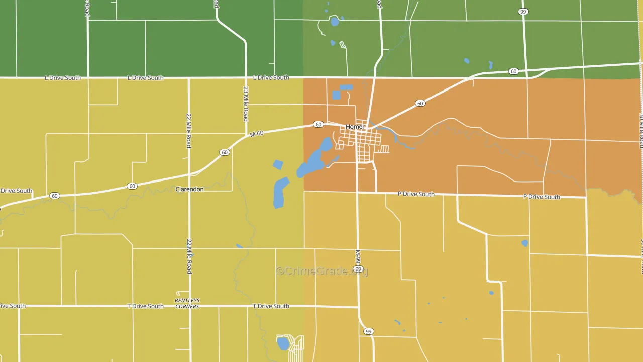 Homer, MI Map of Murder Rates
