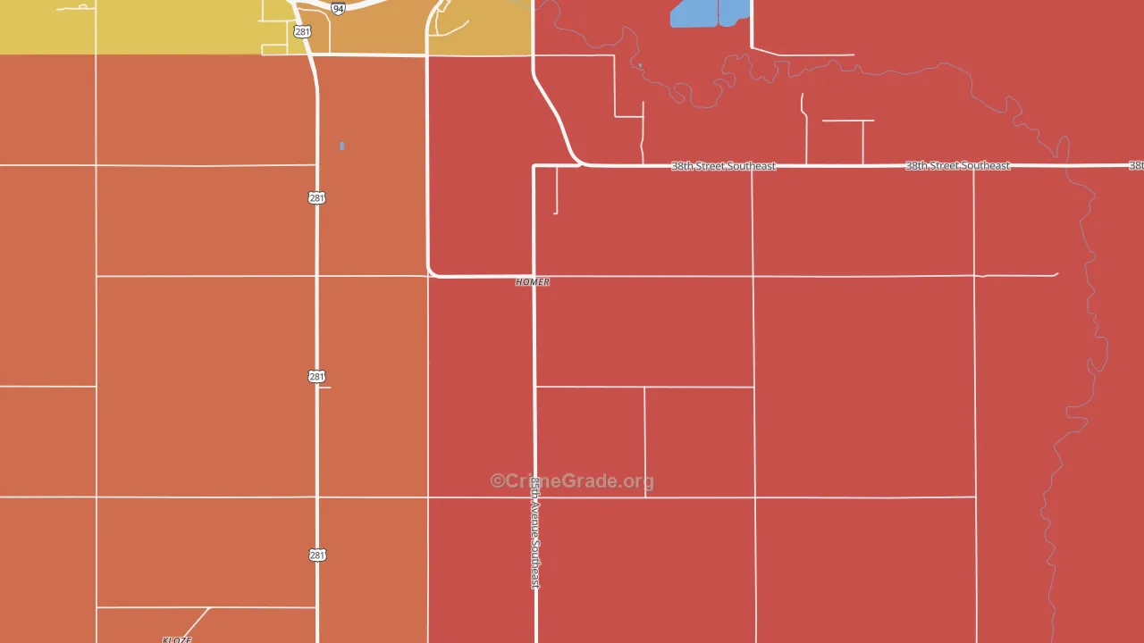 Homer, ND Map of Murder Rates