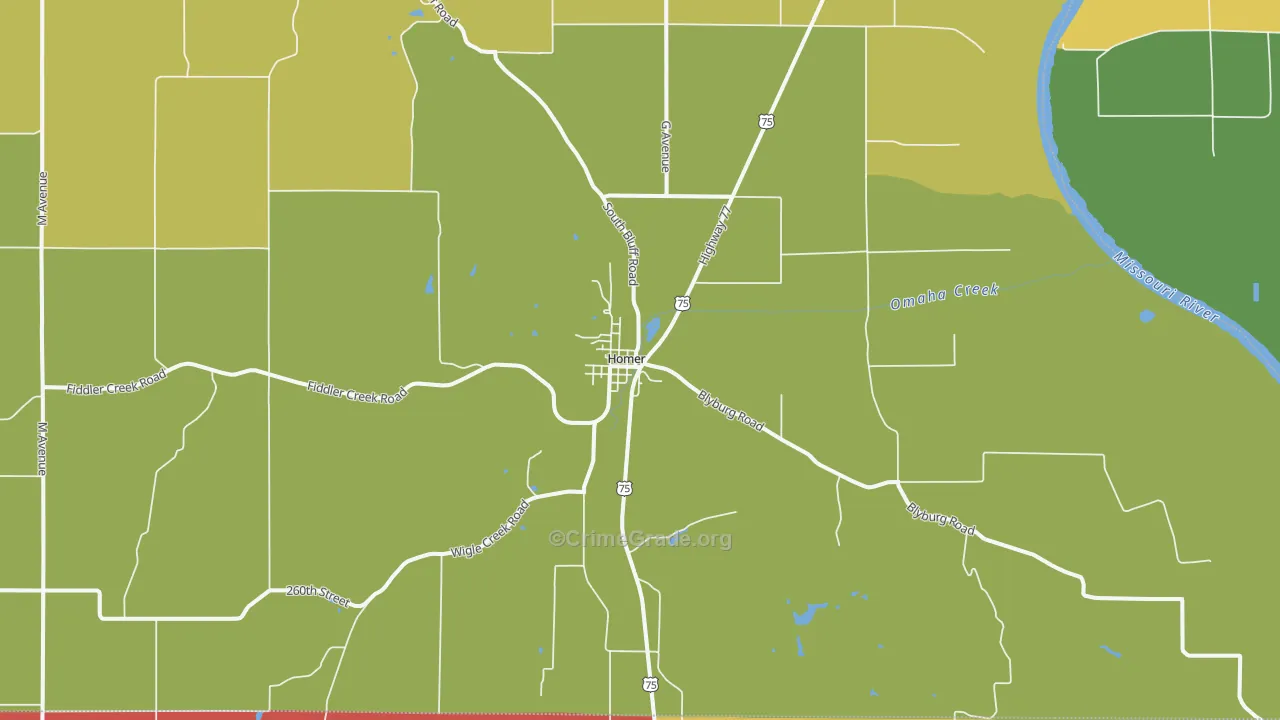 Homer, NE Map of Murder Rates
