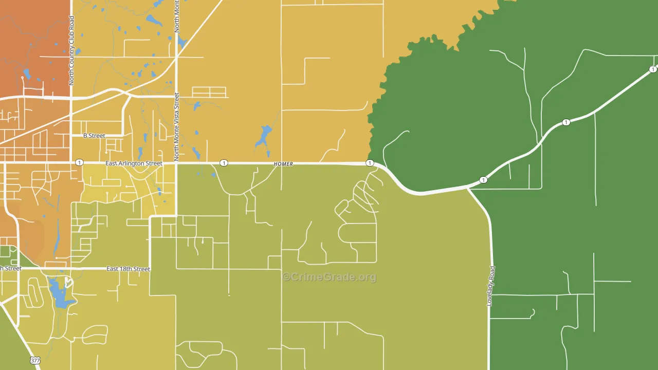 Homer, OK Map of Murder Rates