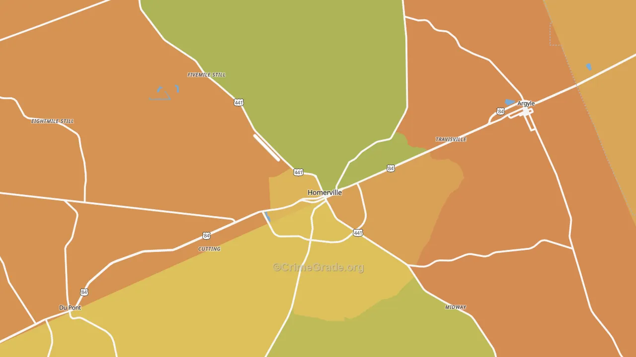 Homerville, GA Map of Murder Rates