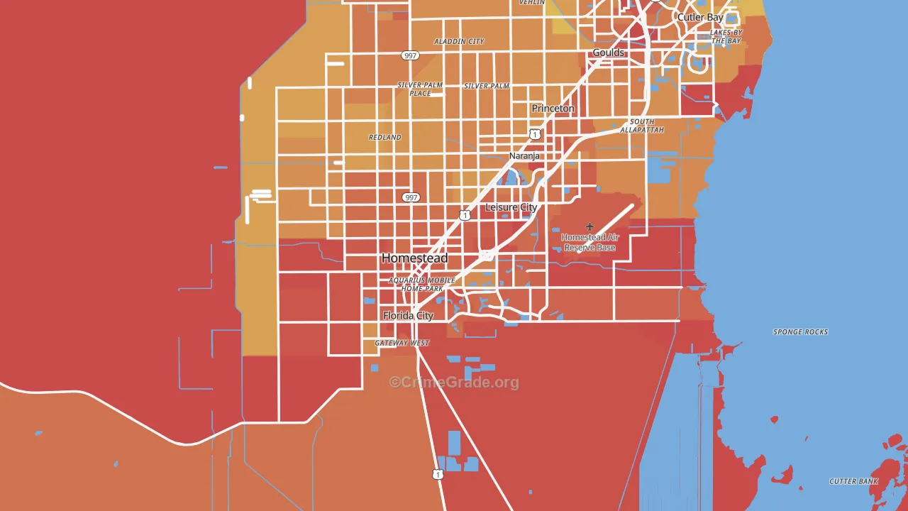 Homestead, FL Map of Murder Rates