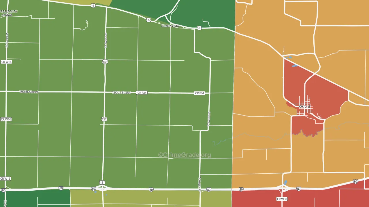 Homestead, IA Map of Murder Rates