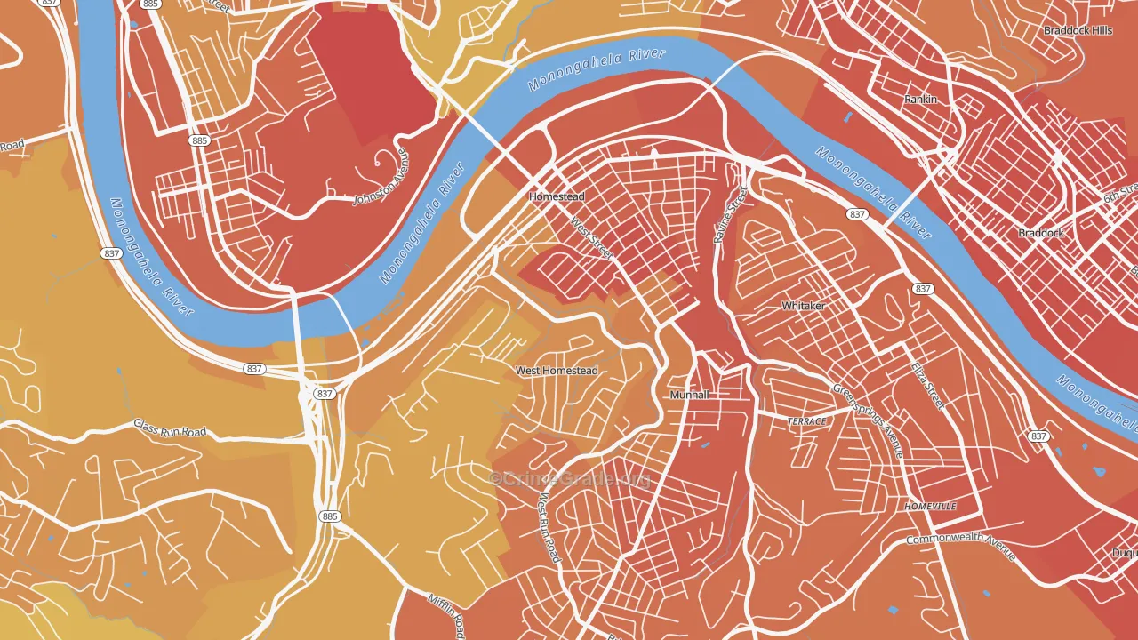Homestead, PA Map of Murder Rates