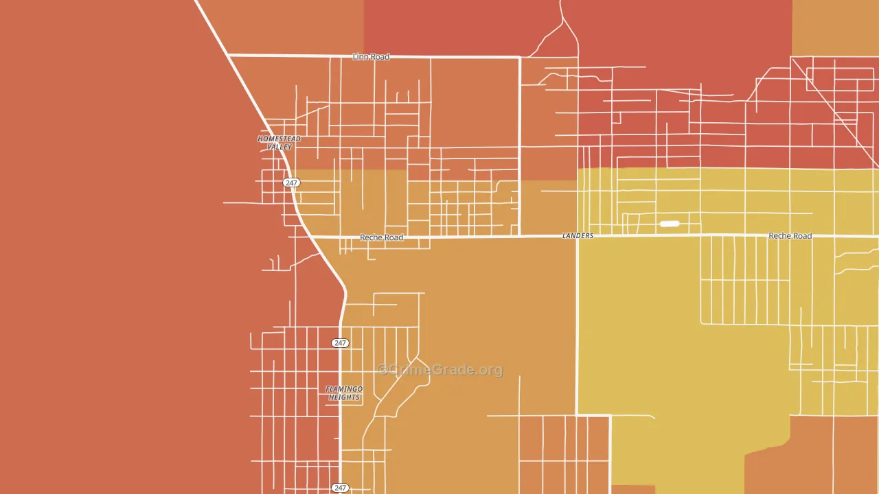 Homestead Valley, CA Map of Murder Rates