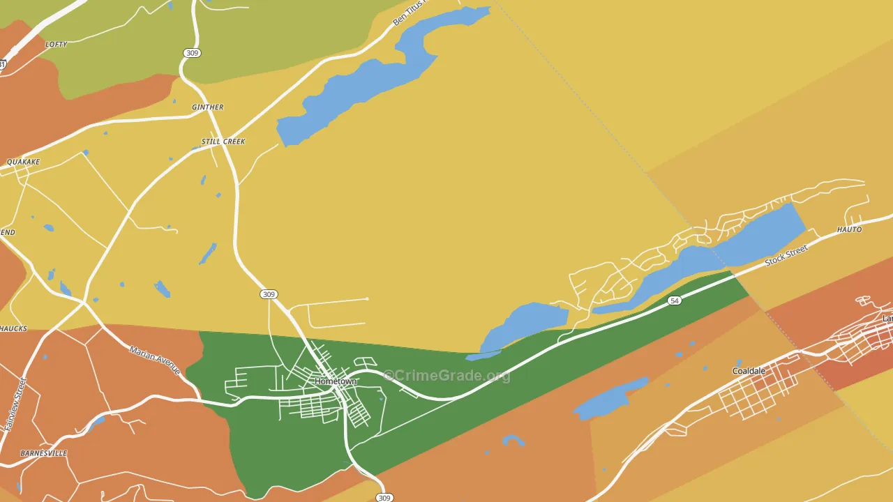 Hometown, PA Map of Murder Rates